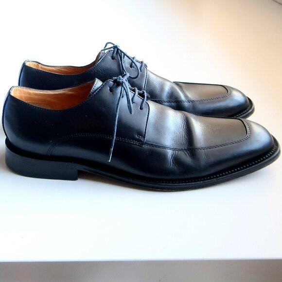 Brooksfiel Men's Italian Black Leather Lace-up Oxford Derby Formal Dress Shoes - Picture 2 of 15